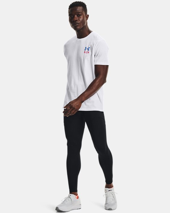 เสื้อแขนสั้น UA Keep Run Weird RunMore สำหรับผู้ชาย in White image number 2